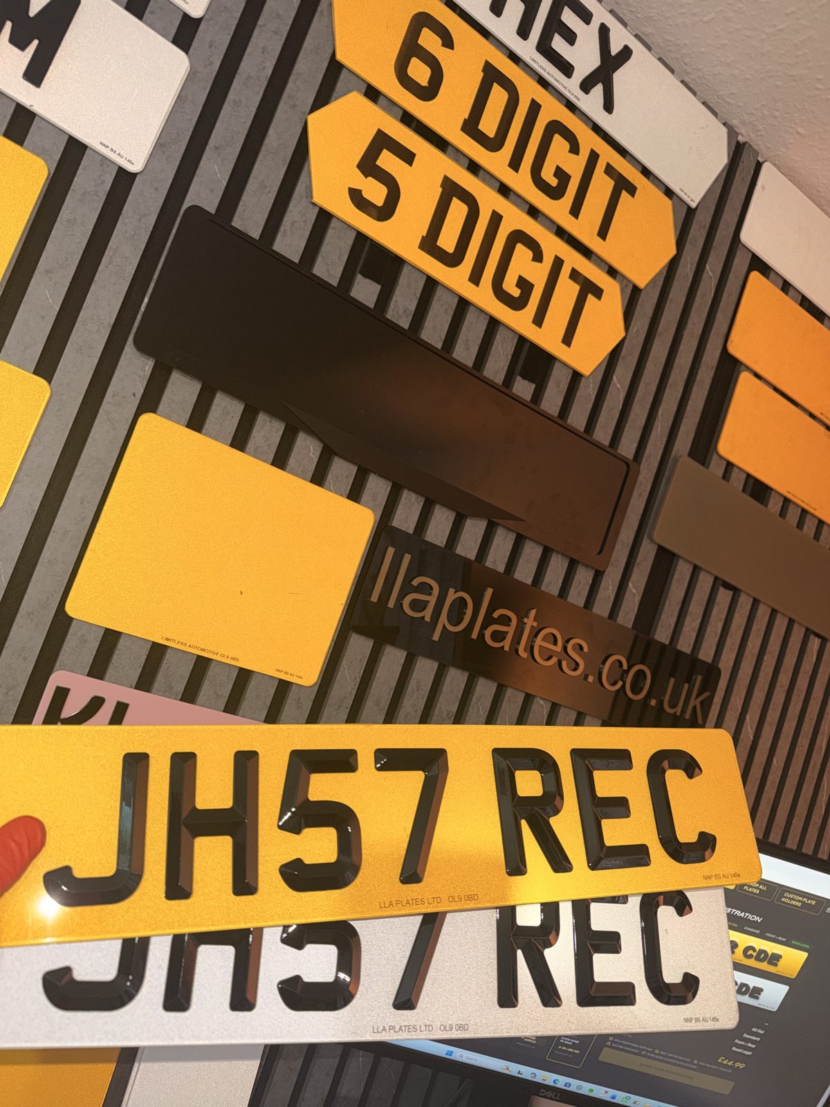 Number plates made by LLA Plates