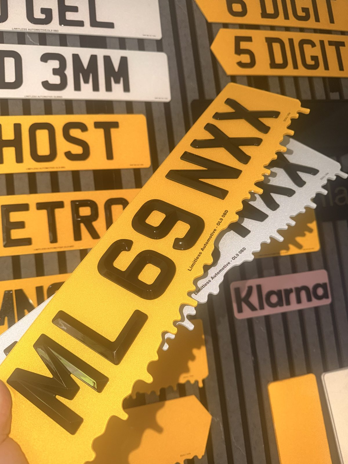 Number plates made by LLA Plates