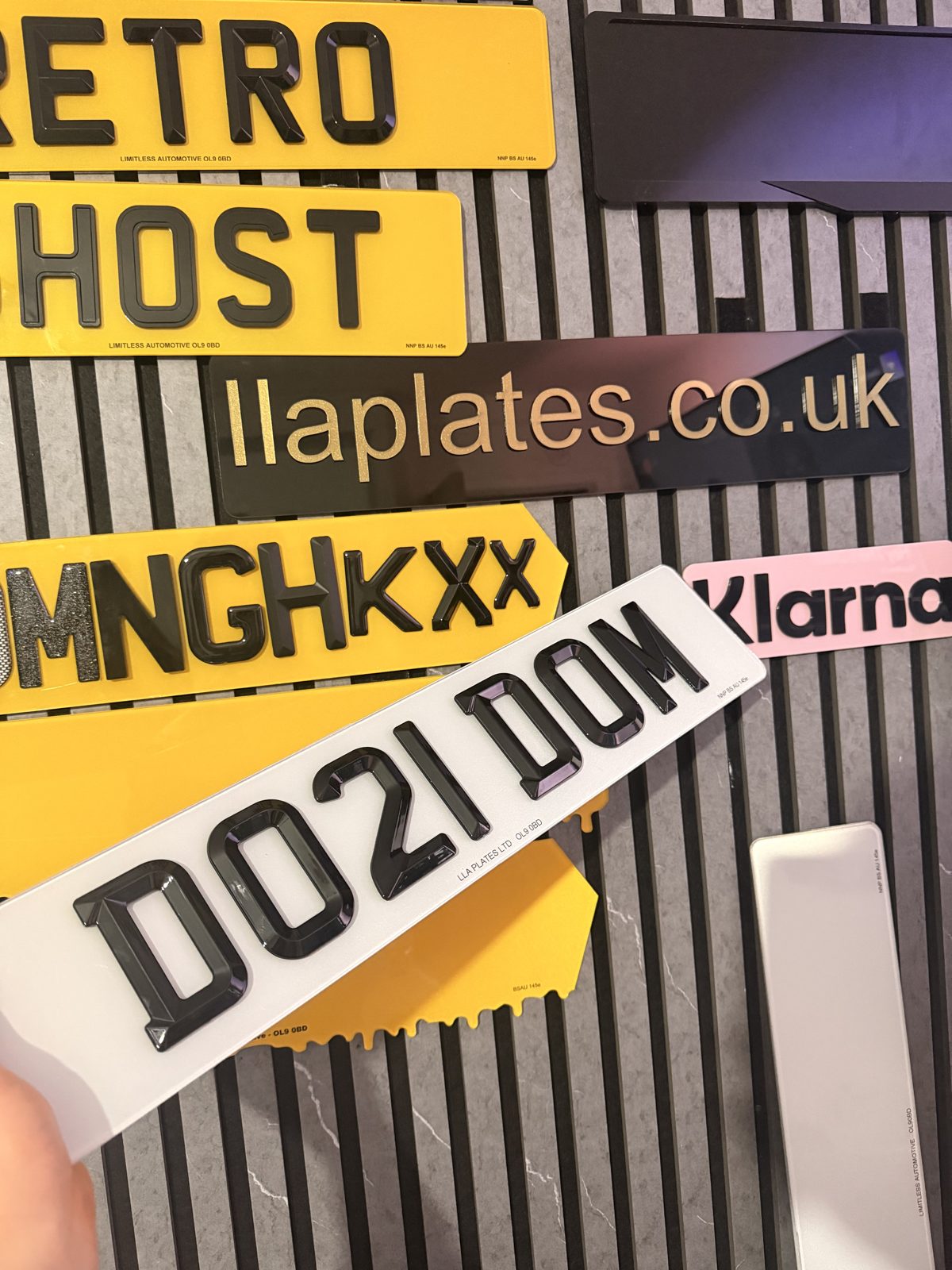 Number plates made by LLA Plates