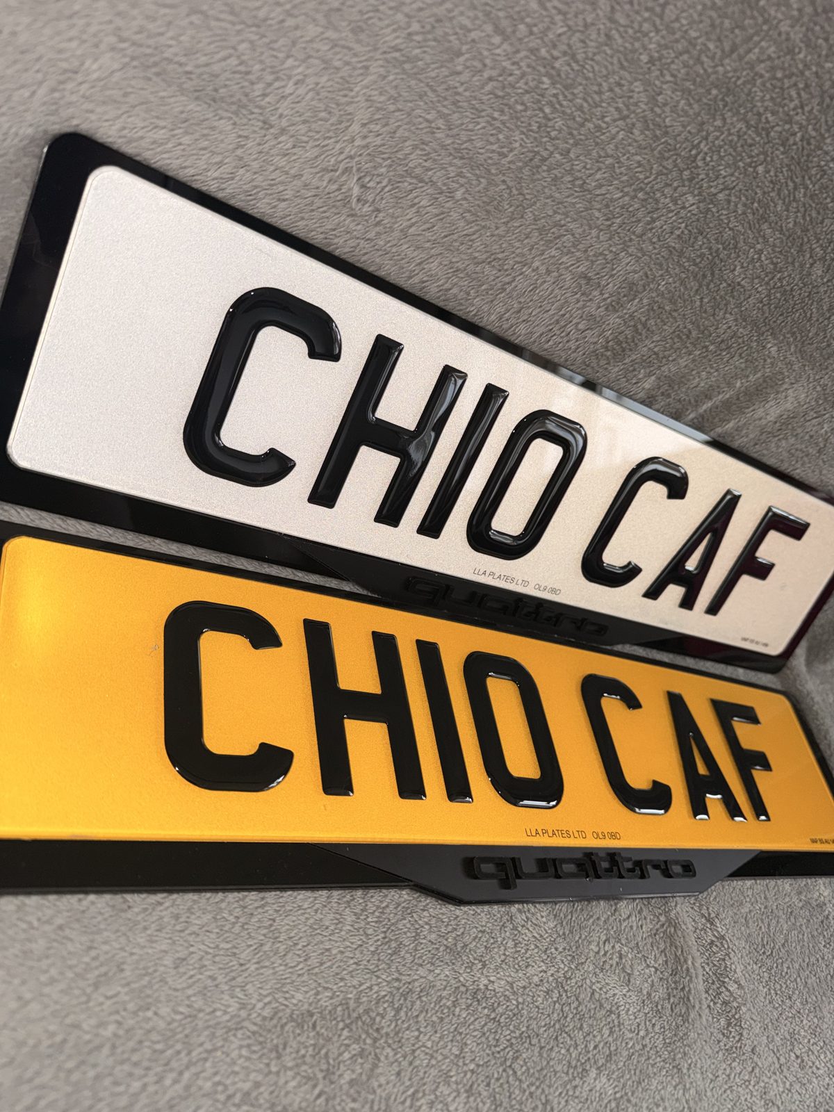 Number plates made by LLA Plates