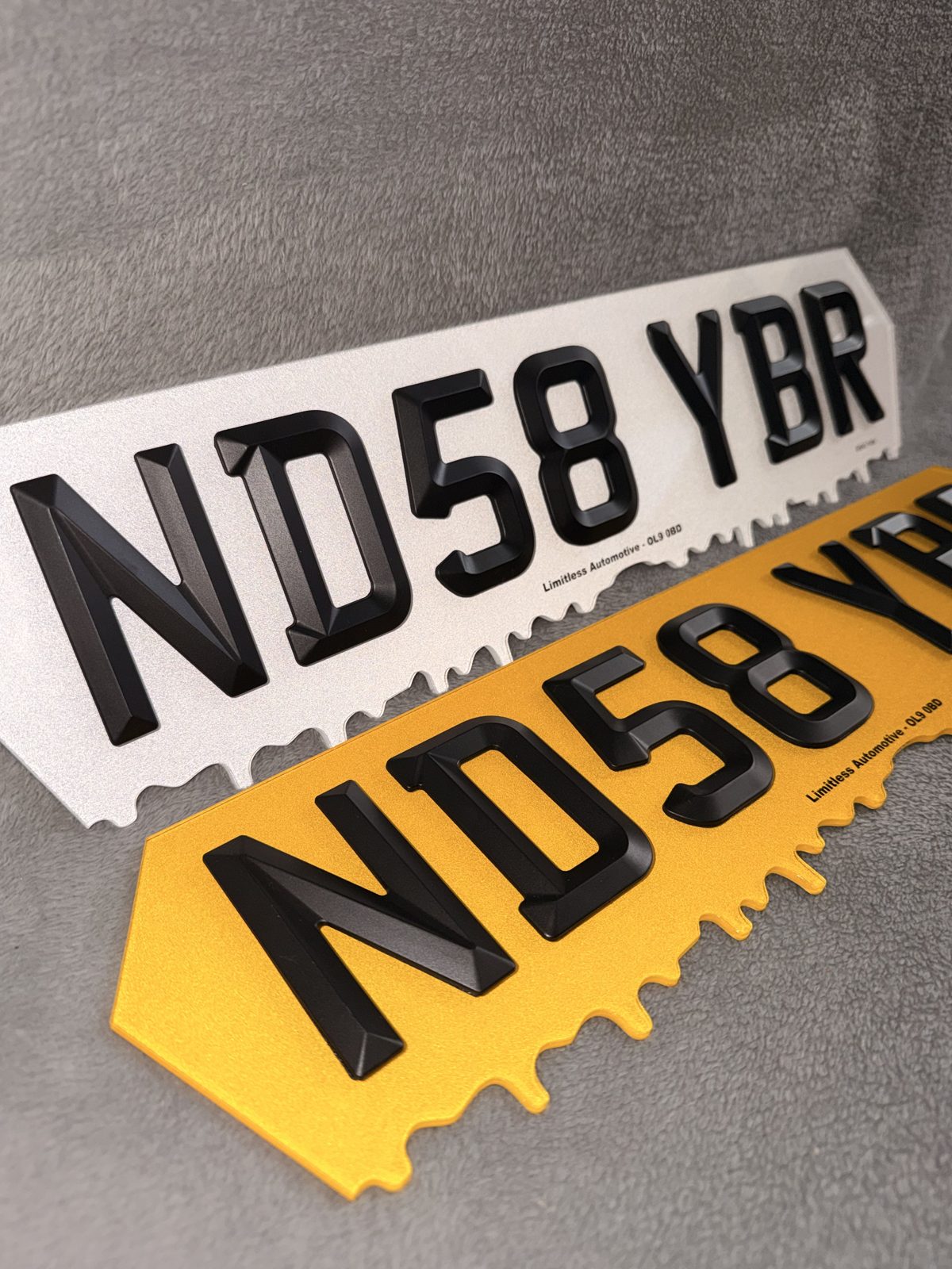 Number plates made by LLA Plates