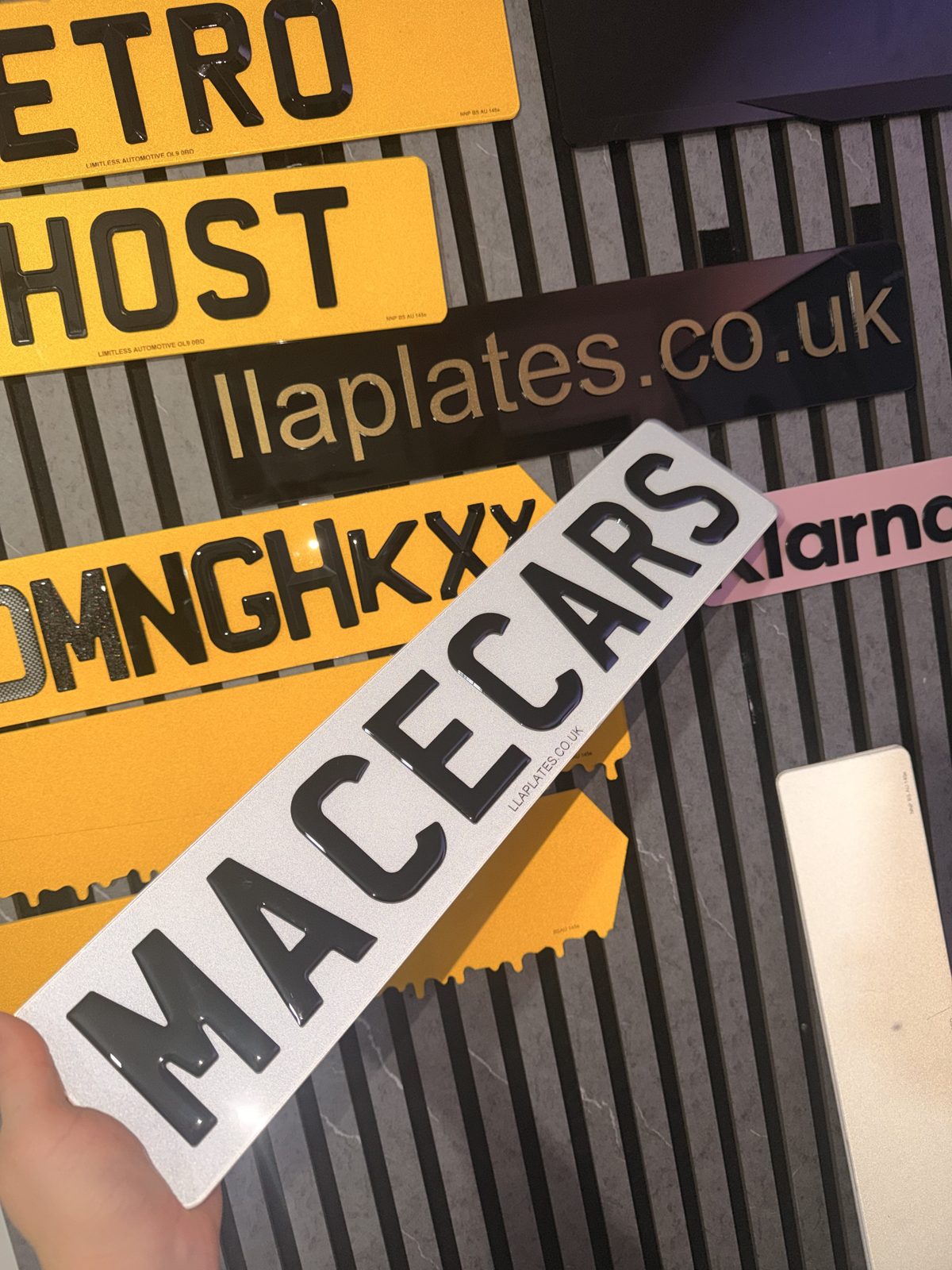 Number plates made by LLA Plates