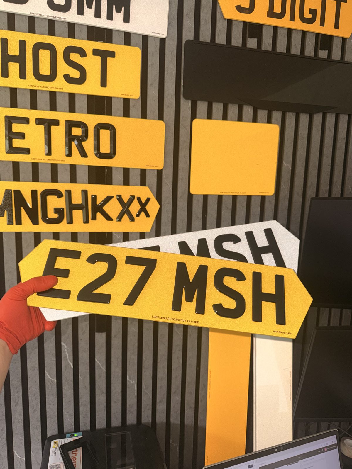 Number plates made by LLA Plates