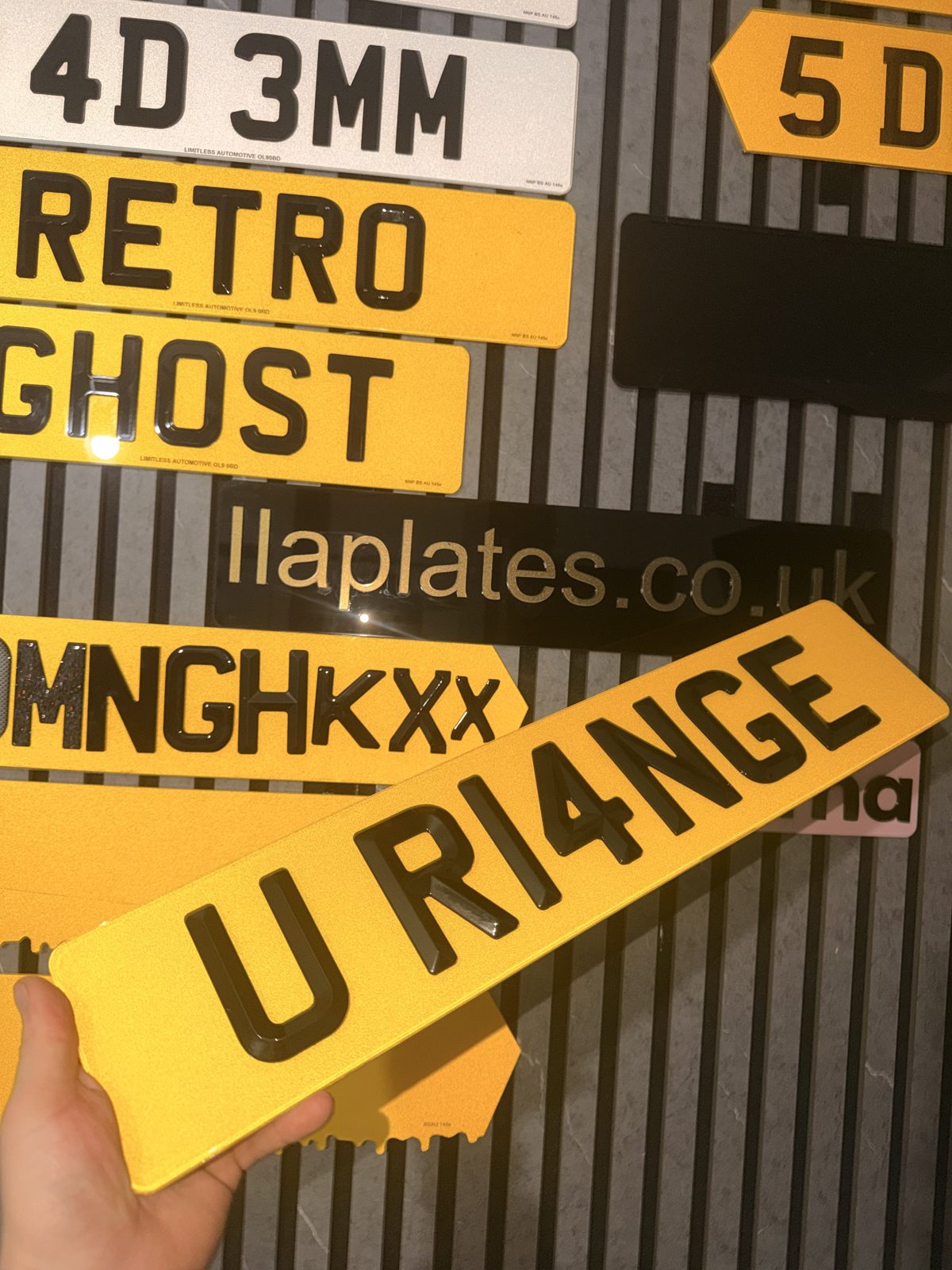 Number plates made by LLA Plates