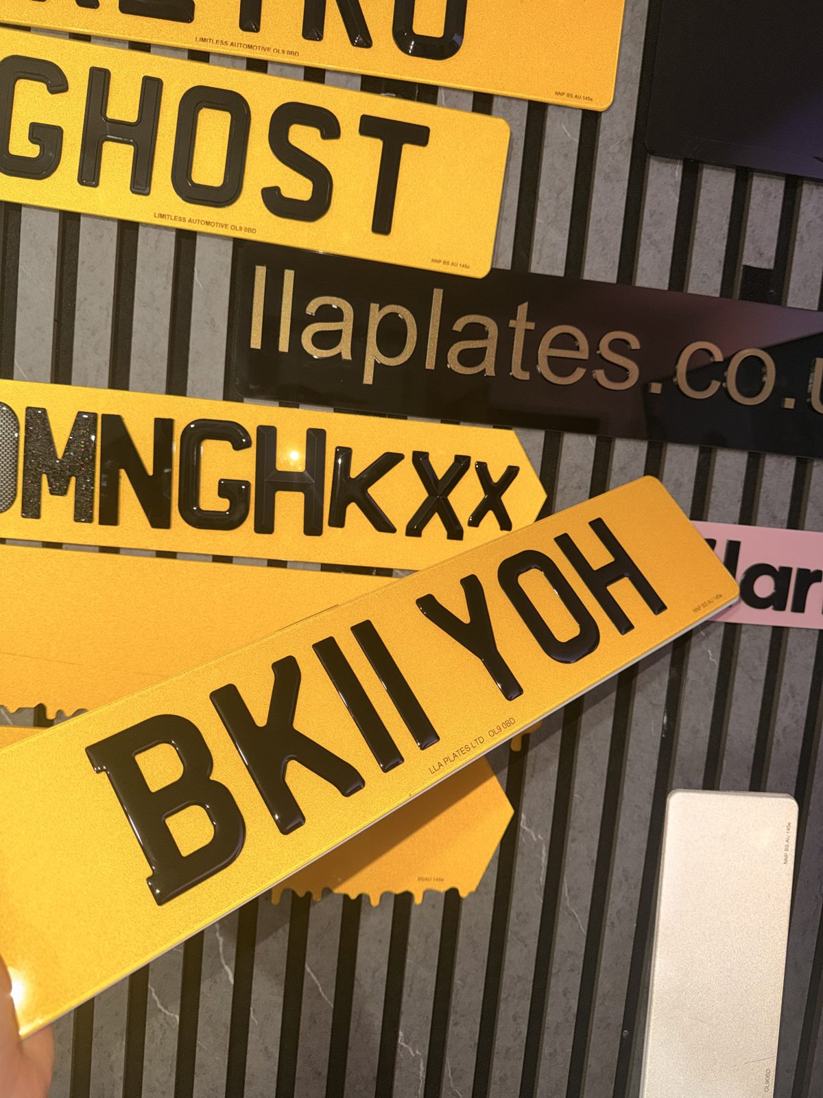 Number plates made by LLA Plates