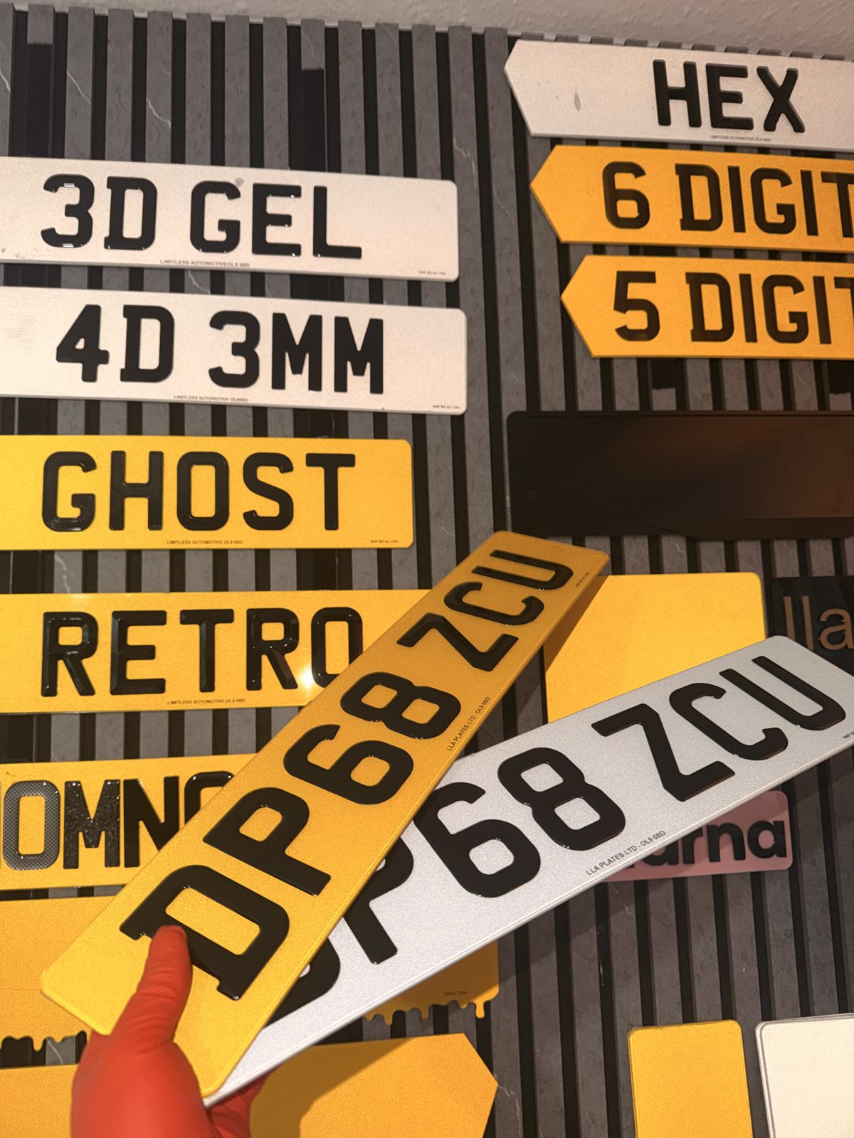 Number plates made by LLA Plates