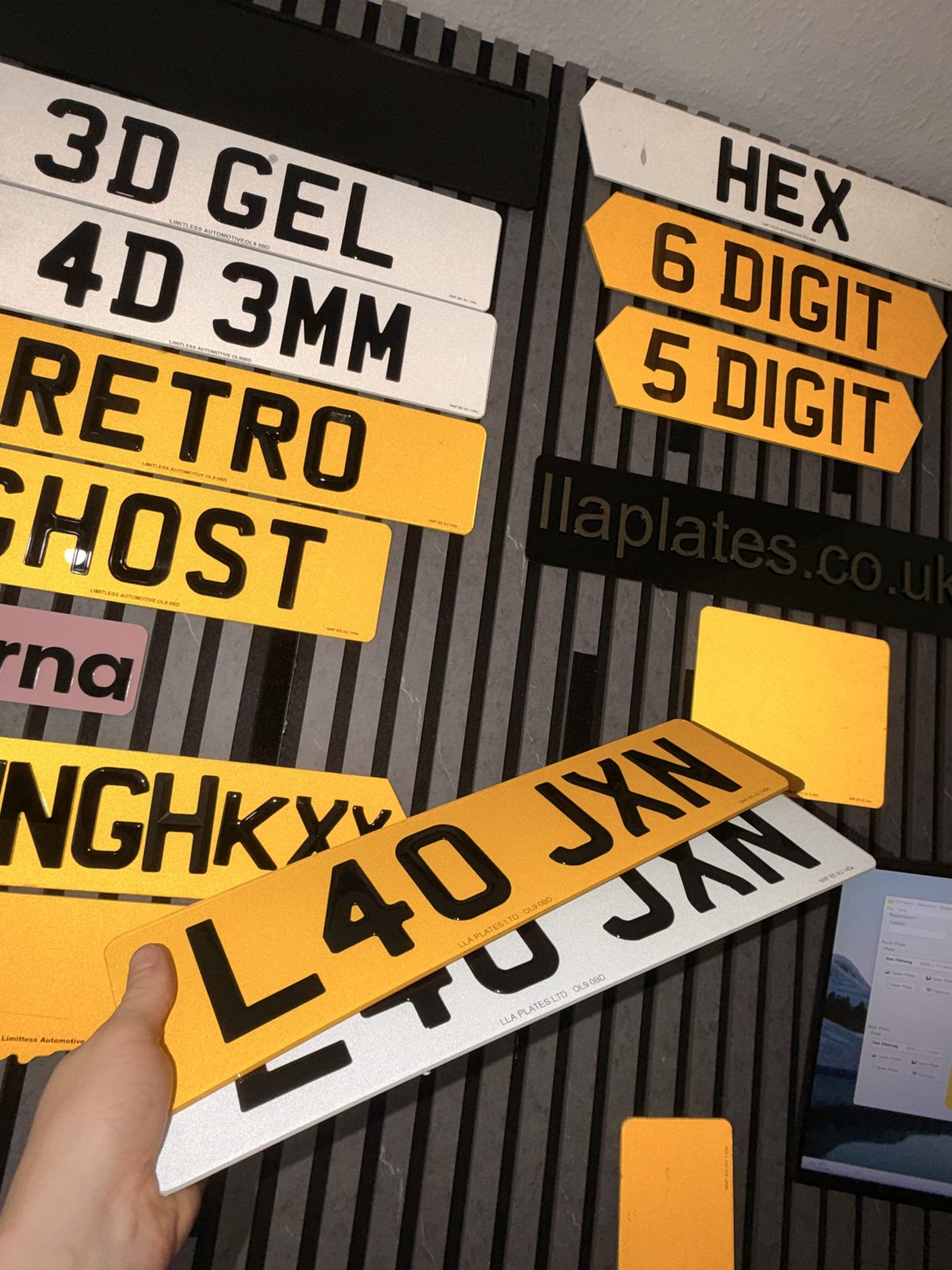 Number plates made by LLA Plates