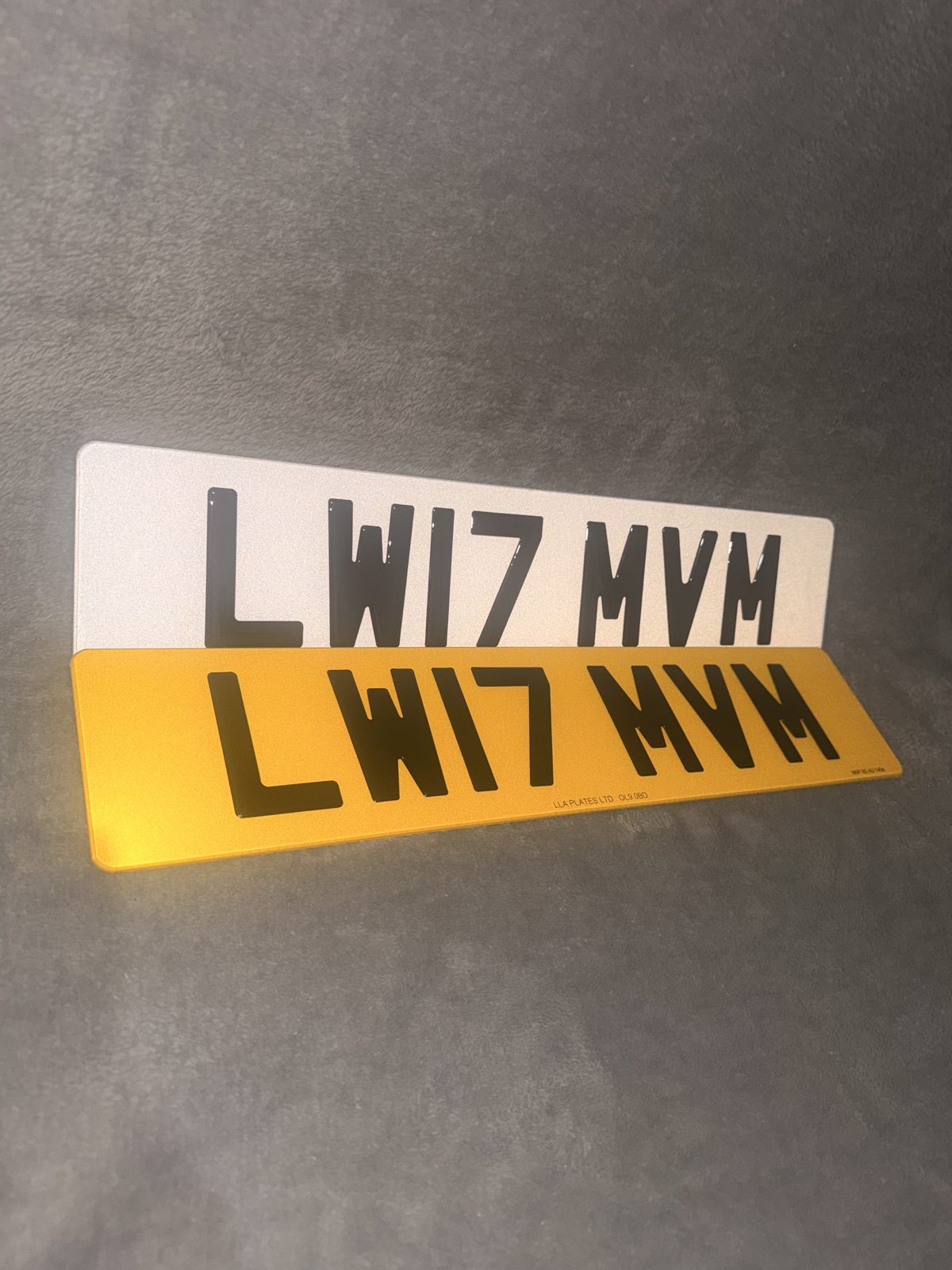 Number plates made by LLA Plates