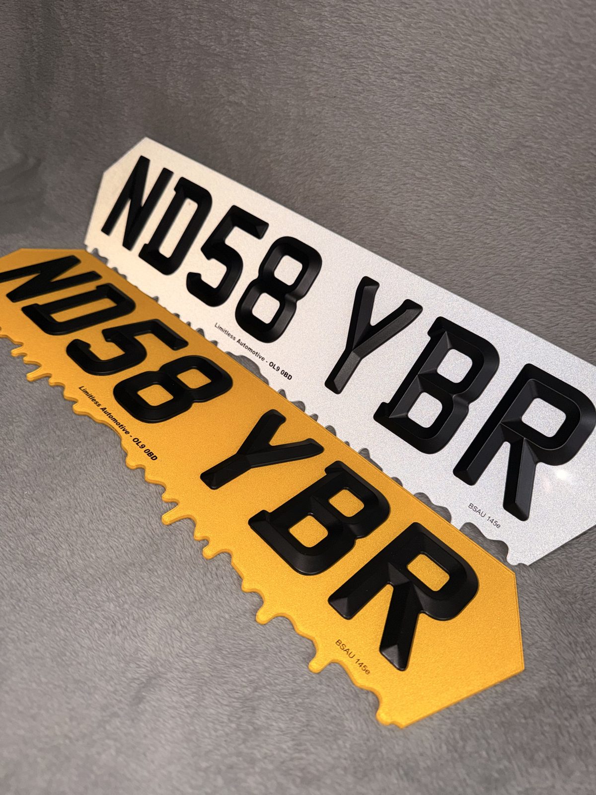 Number plates made by LLA Plates