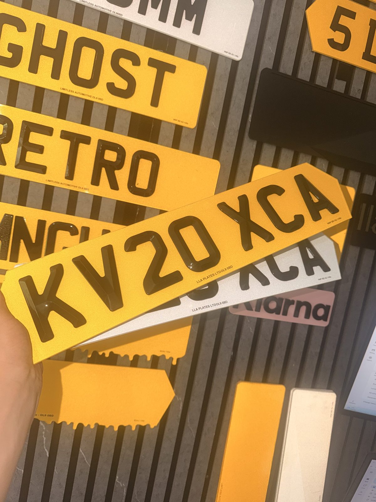 Number plates made by LLA Plates