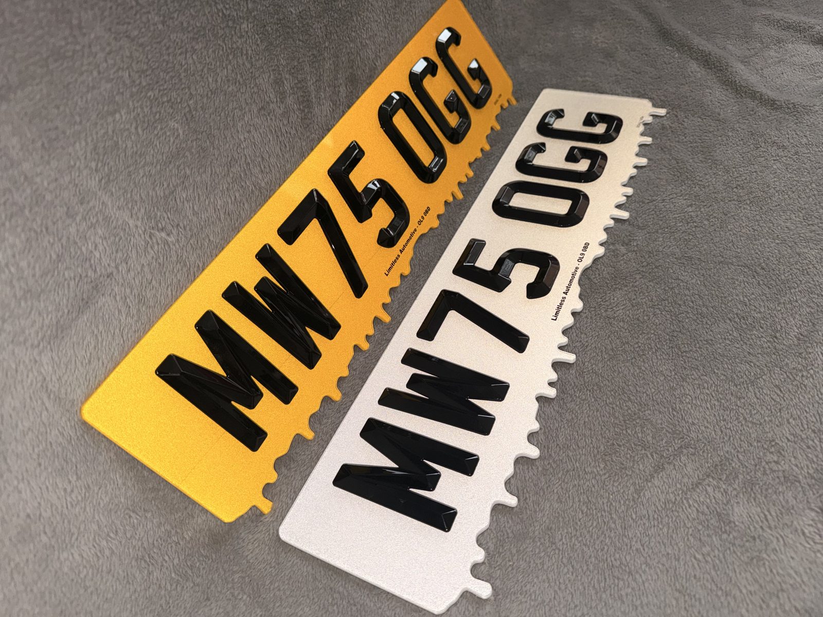 Number plates made by LLA Plates