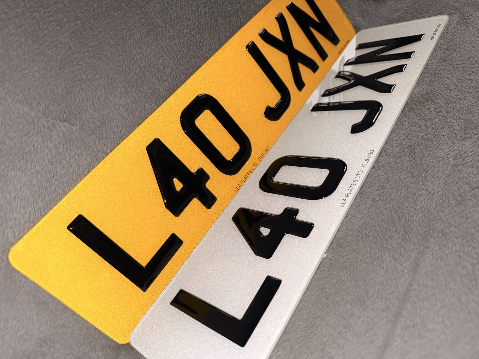 Number plates made by LLA Plates