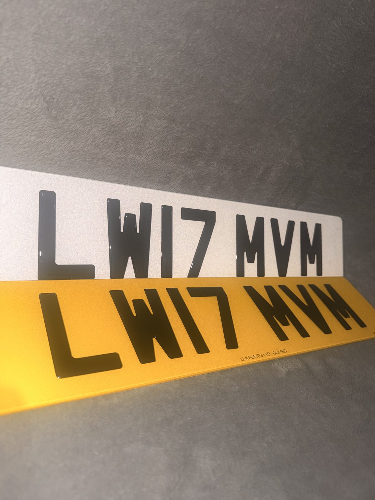 Number plates made by LLA Plates
