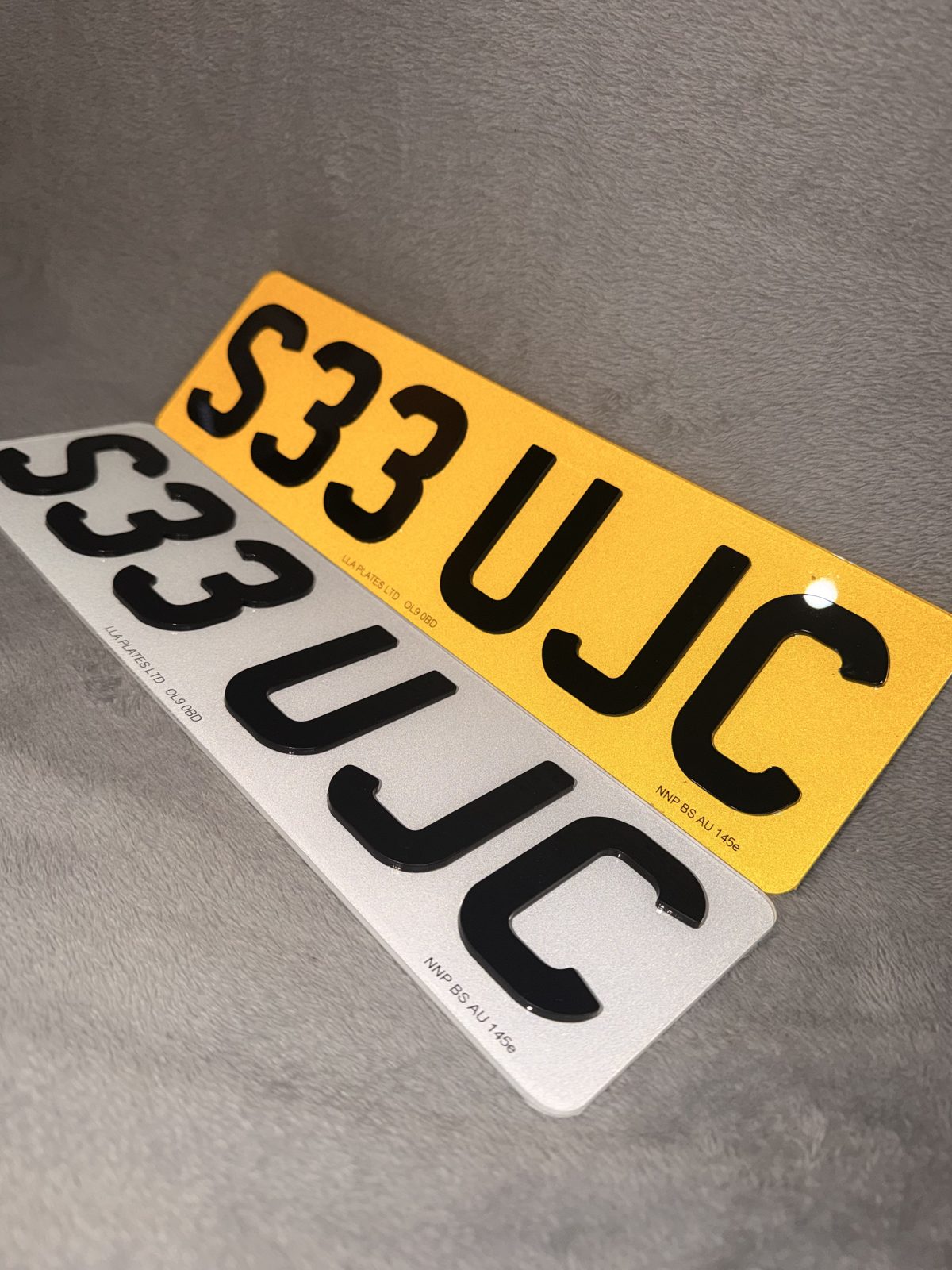 Number plates made by LLA Plates
